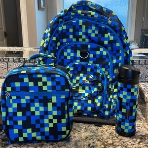 Pottery Barn Backpack, lunchbox, thermos Gear Up Neon Pixle